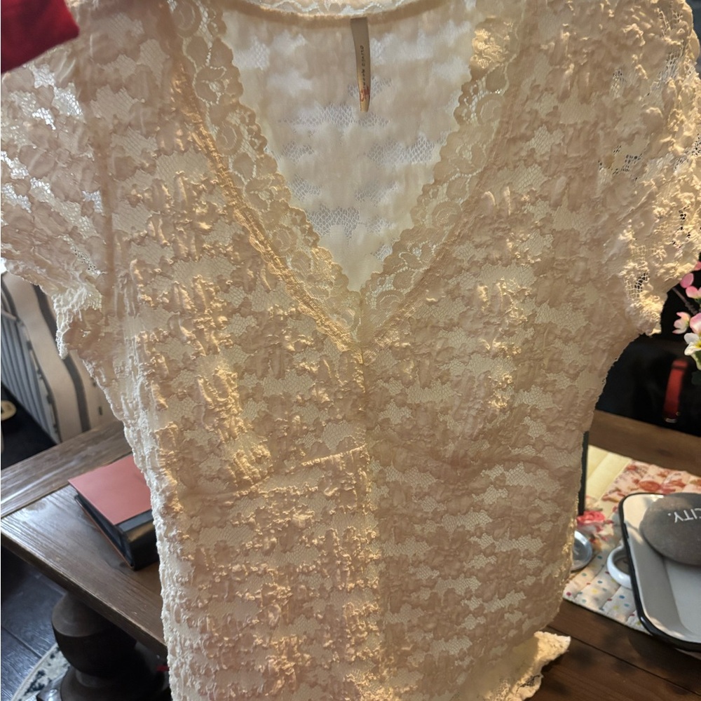 Cream Lace Top